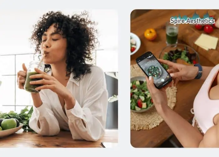 Image of woman looking into her diet and fat freezing Sutton to improve her health